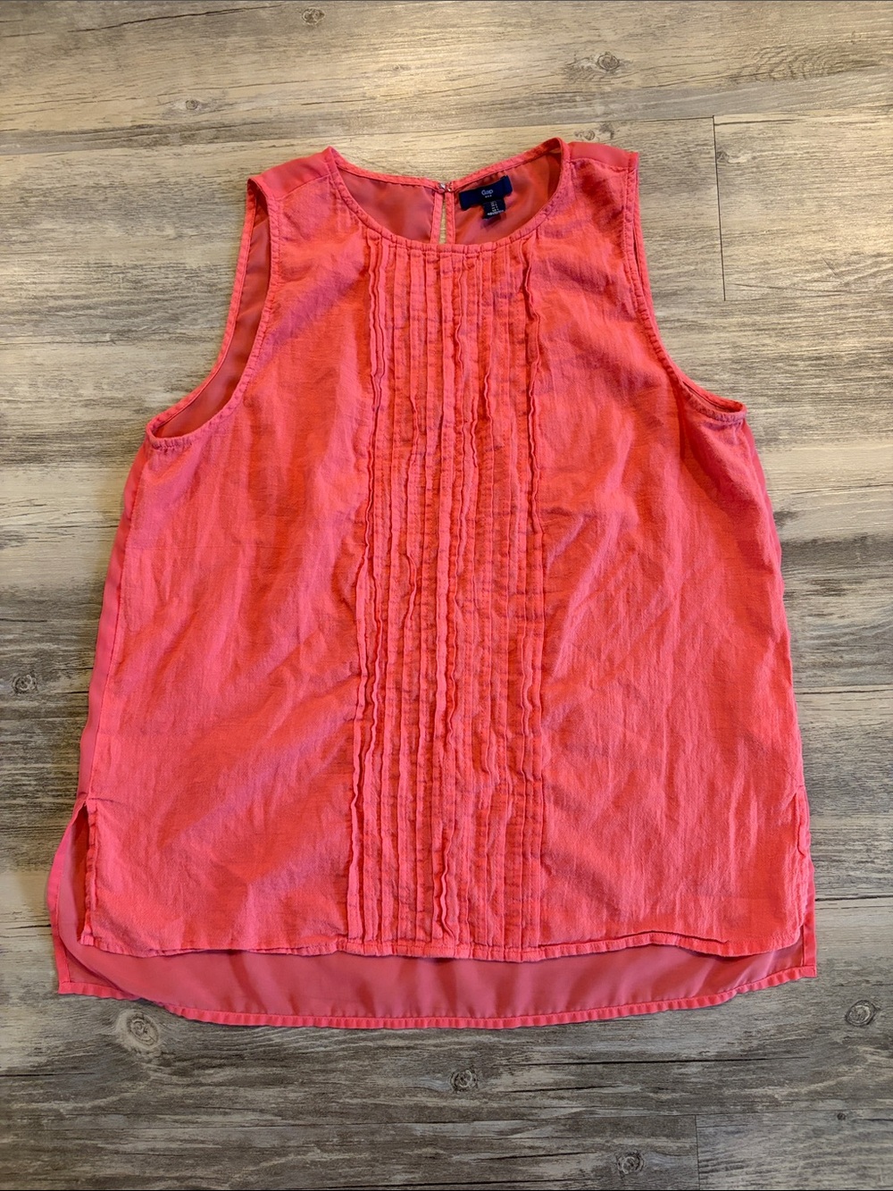 GAP Coral Pink Ruffle-Front Sleeveless top